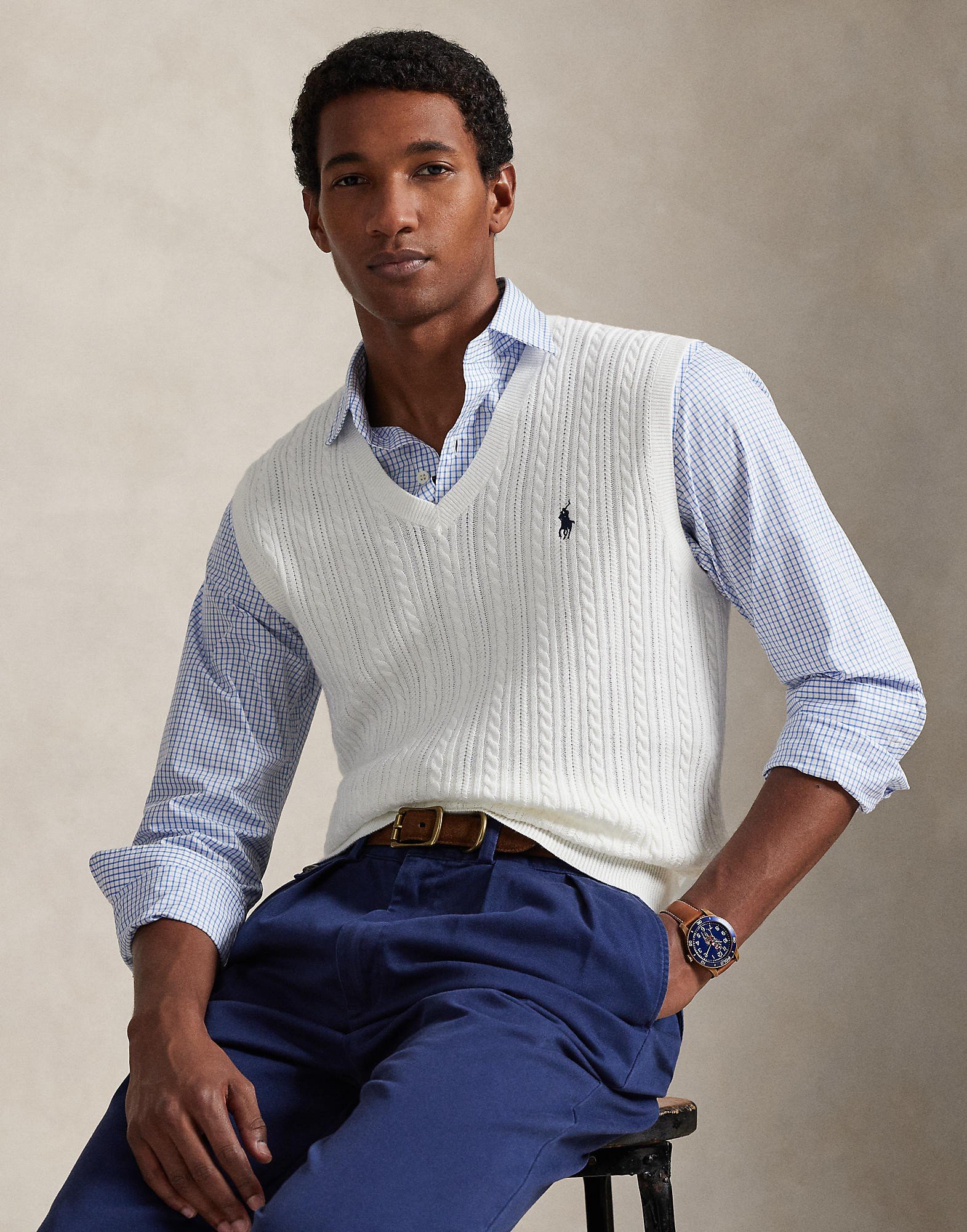 Cableknit Cotton Sweater Vest