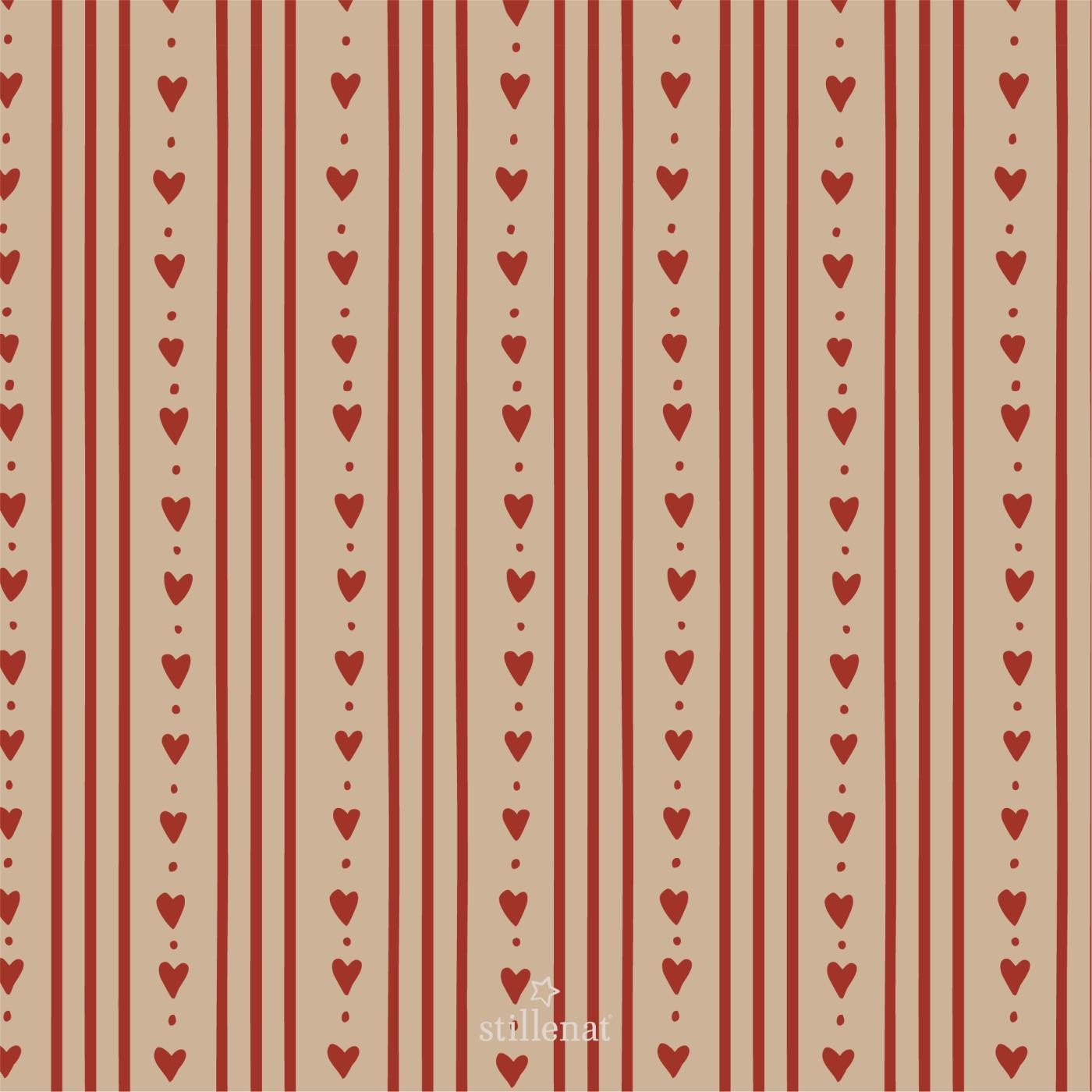 Serviet 16,5x16,5 cm Hjerter og Striber