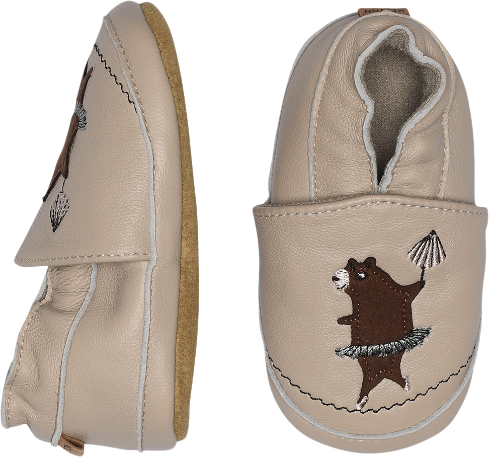 Dancing Bear Leather Slippers