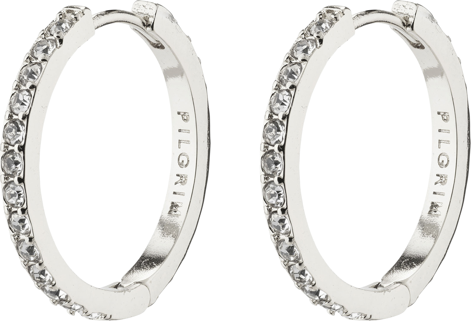 Ebna Medium Crystal Hoops Silverplated