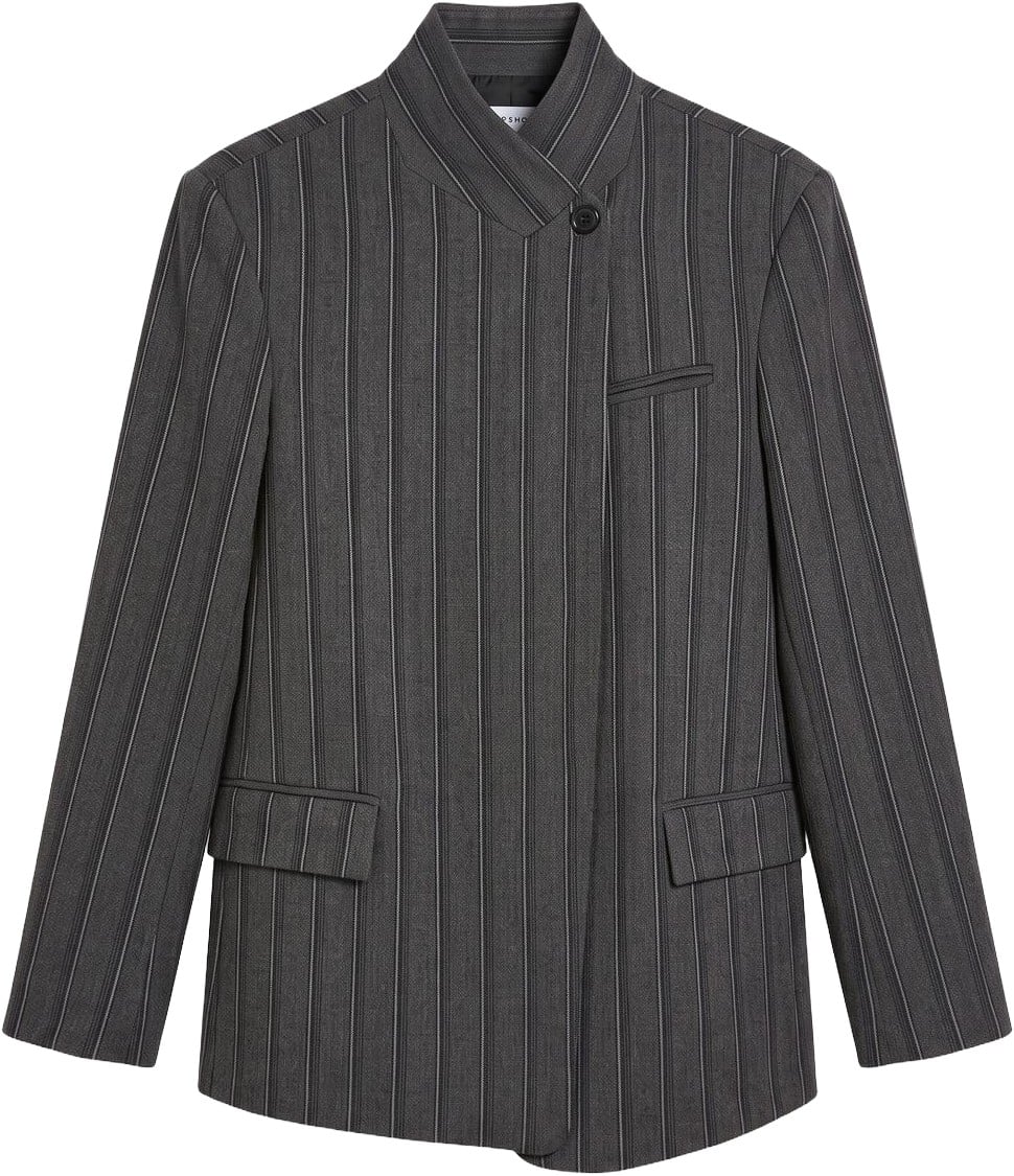 Tsalaz Pinstripe Highneck Blazer