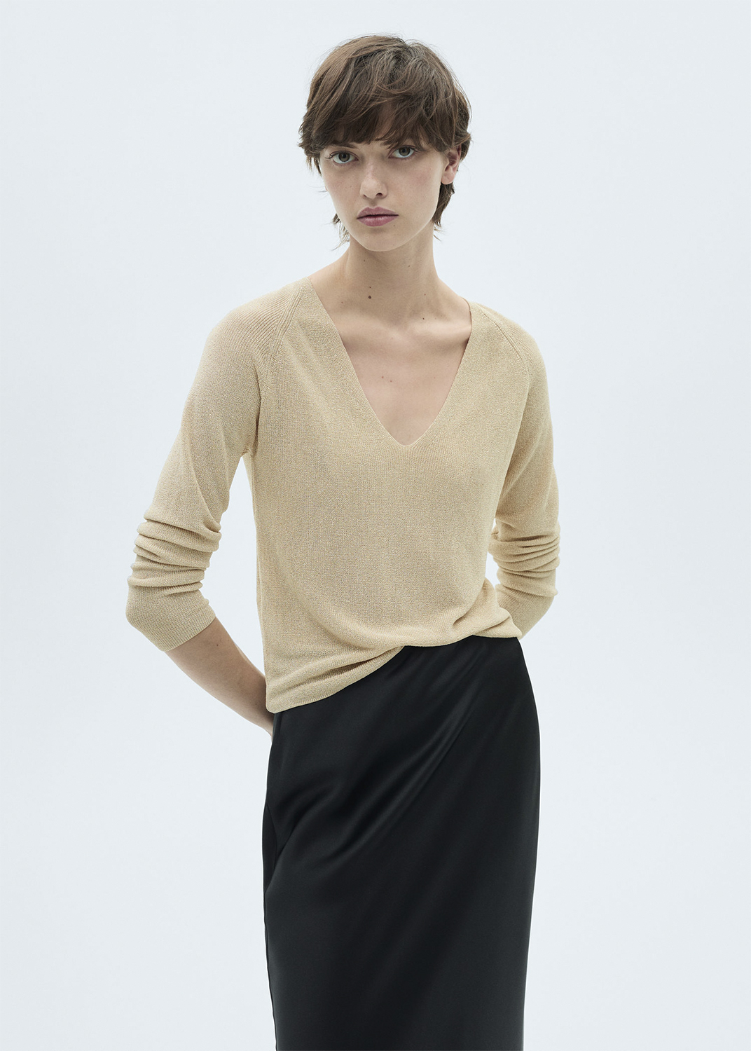 Vneck Lurex Sweater