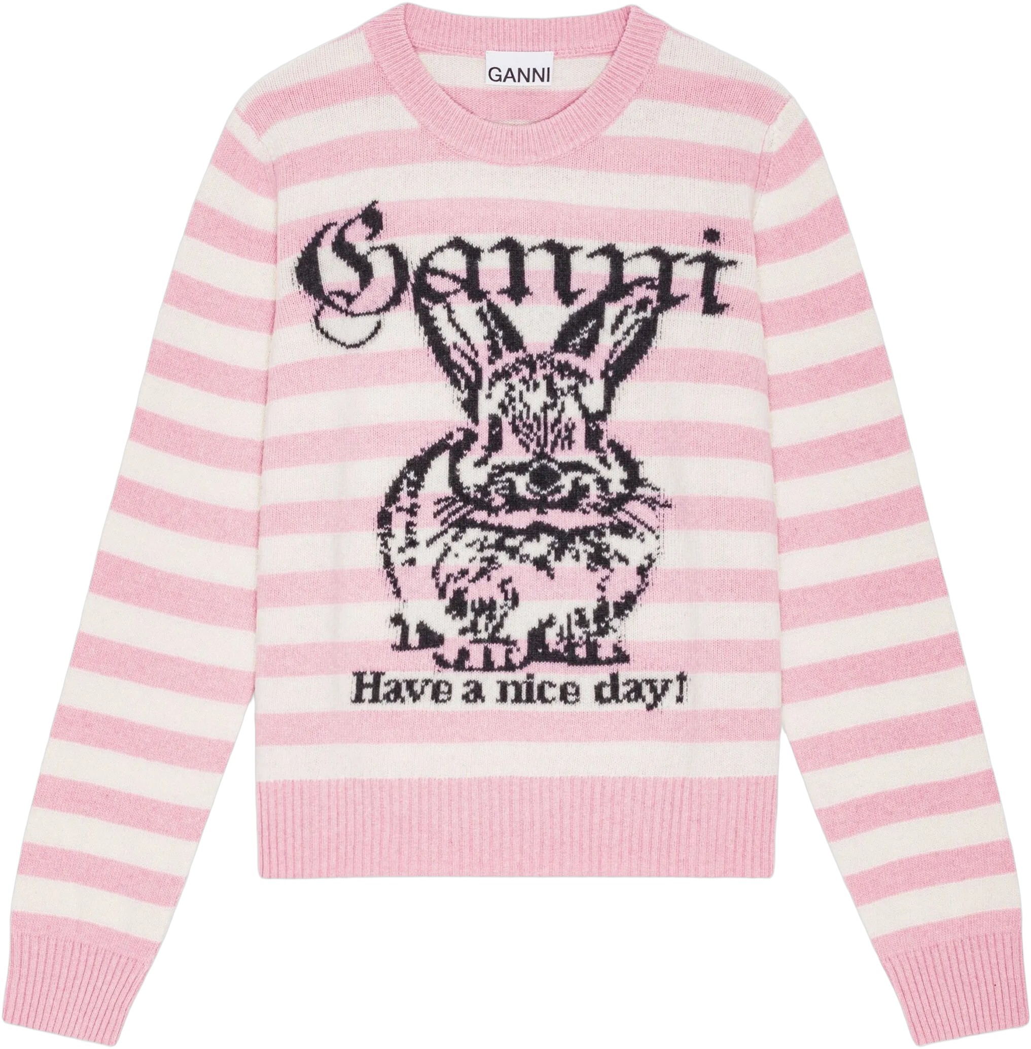 Striped Graphic Wool Mix Bunny Crew