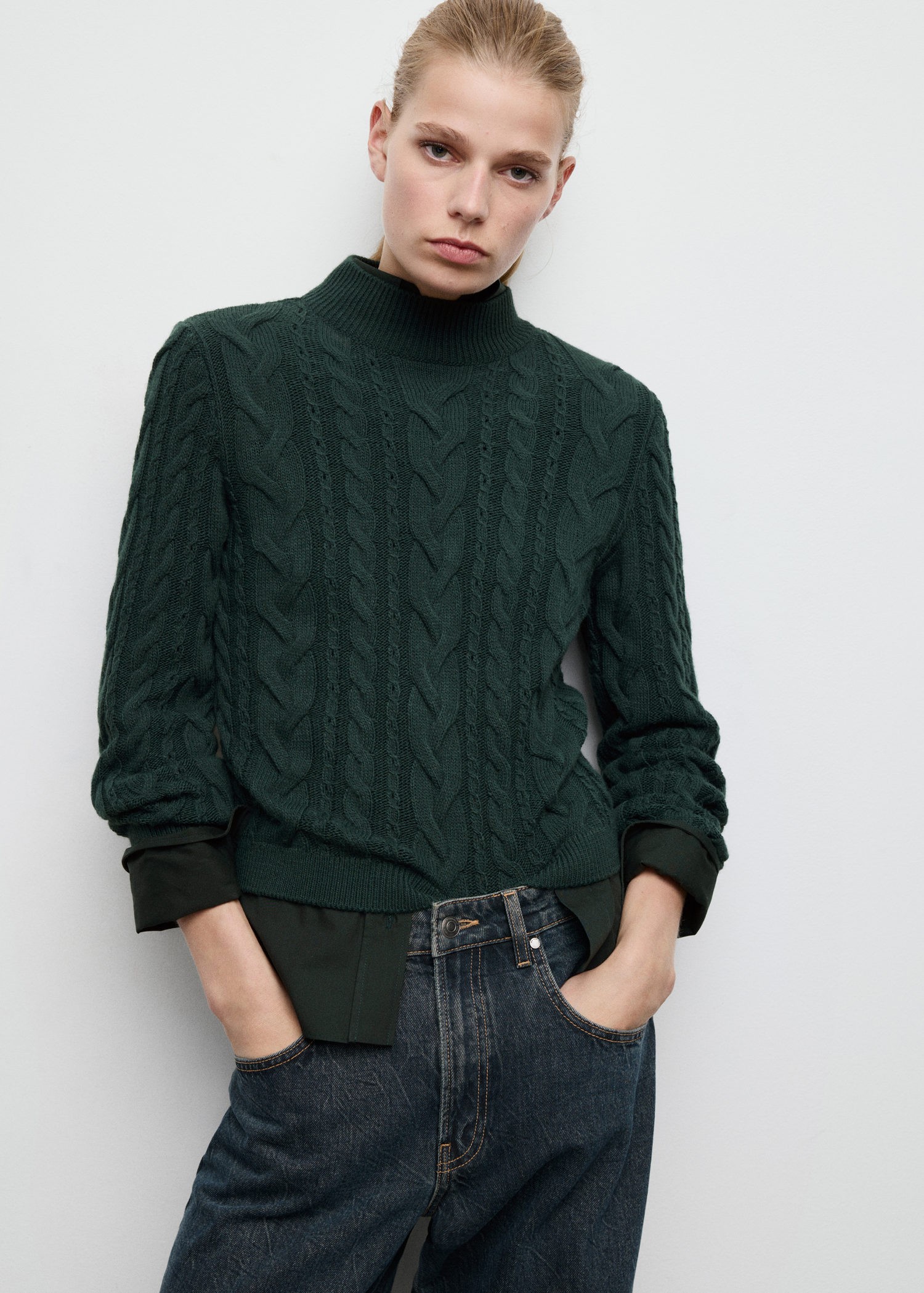 Braided Sweater With Perkins Neck