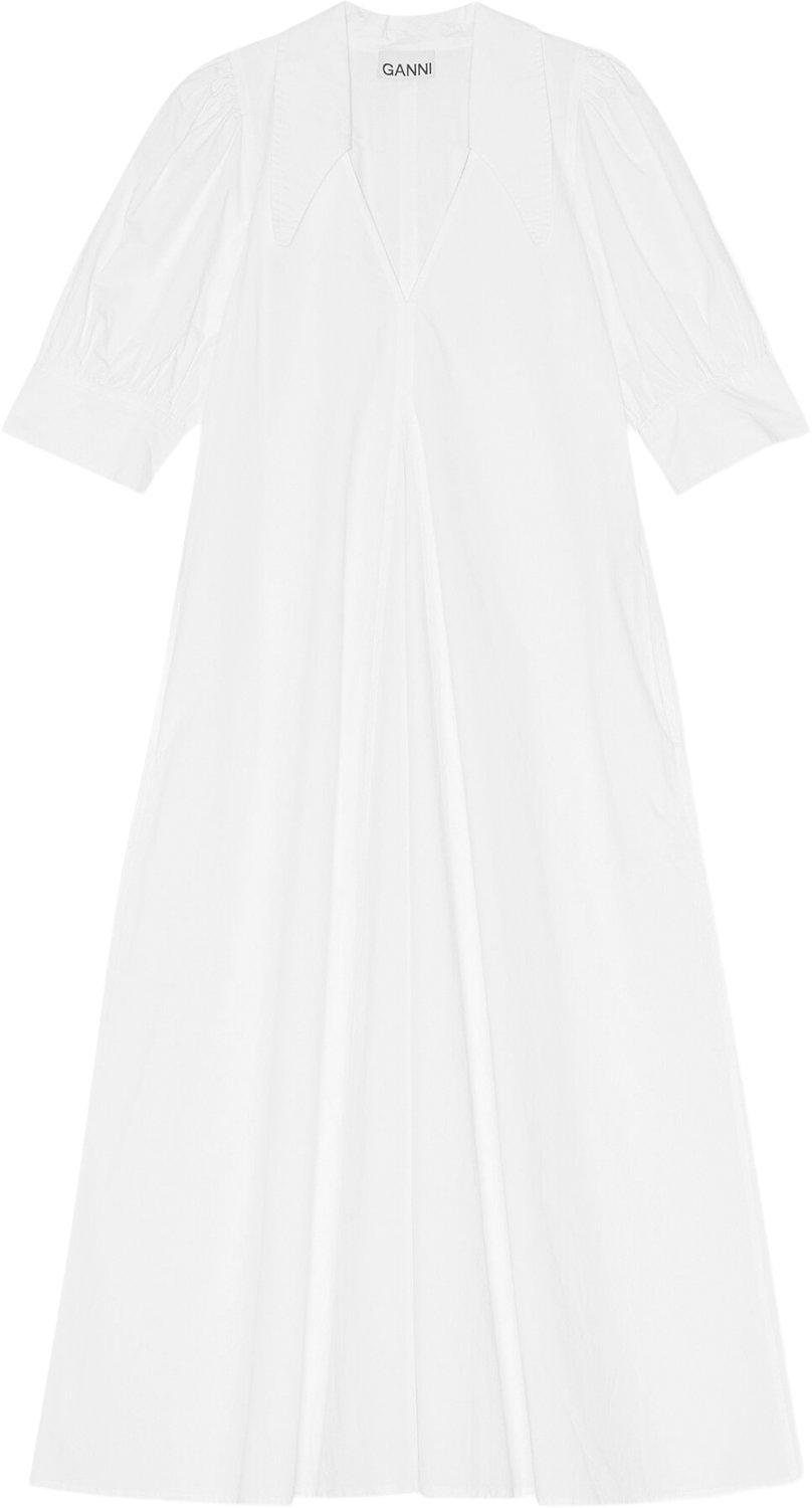 Cotton Poplin Vneck Maxi Dress