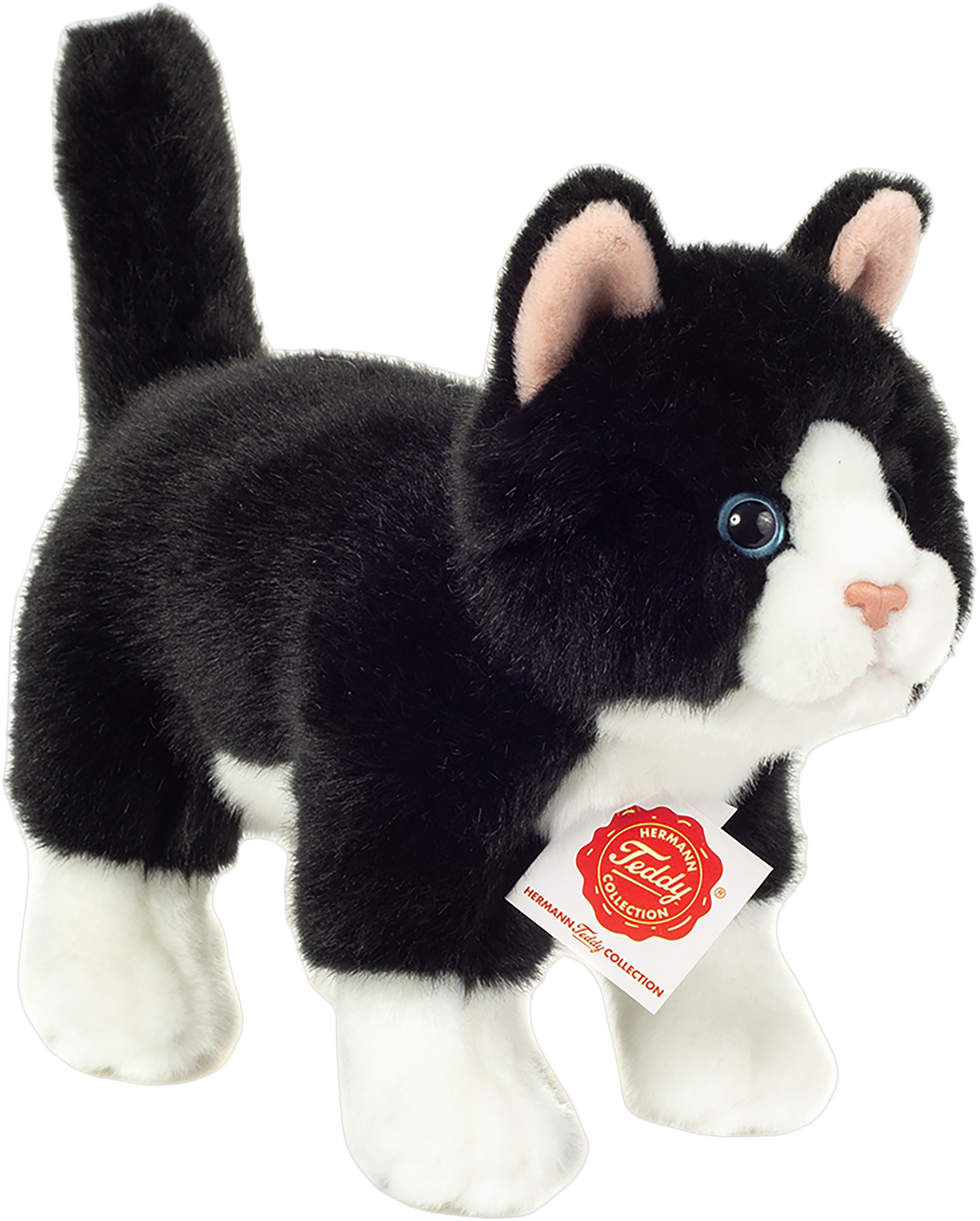 Teddy Hermann Stående Sort-hvid kat 20 cm