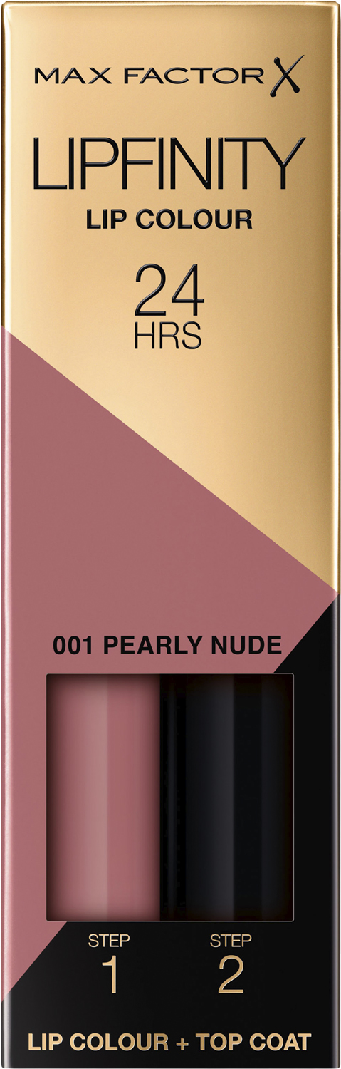 Max Factor Lipfinity 2step Long Lasting Lipstick, 001 Pearly Nude, 2.