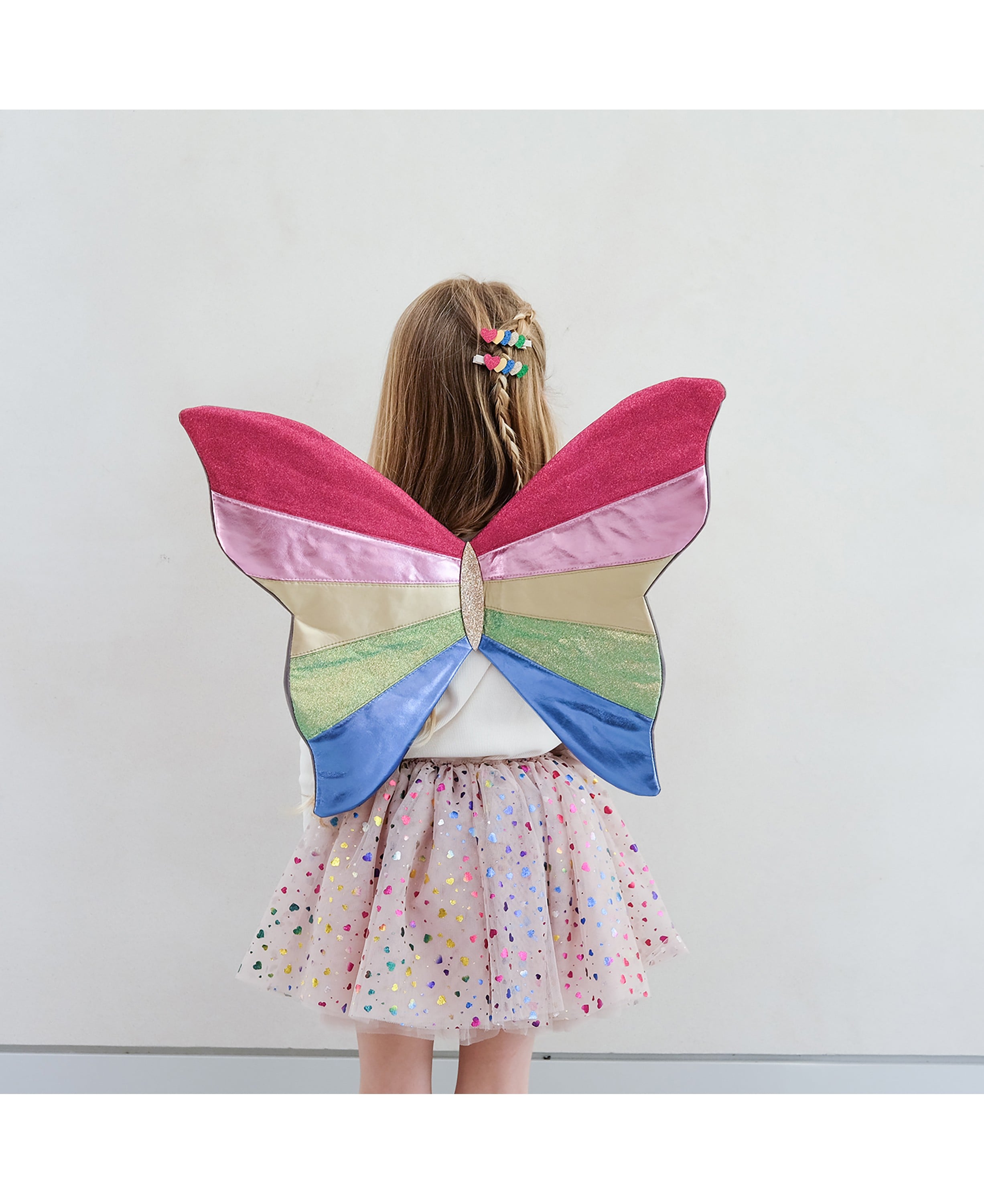 Mimi & Lula Tylskørt - Beige Rainbow Hearts