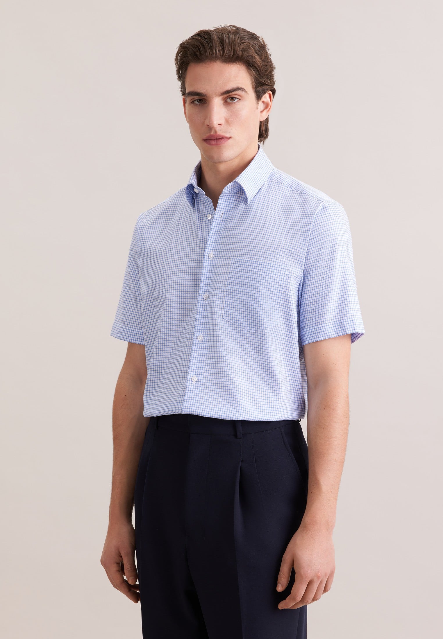 Business Shirt Regular 1/2 Coveredbutton-down-collar Check - DKK 499