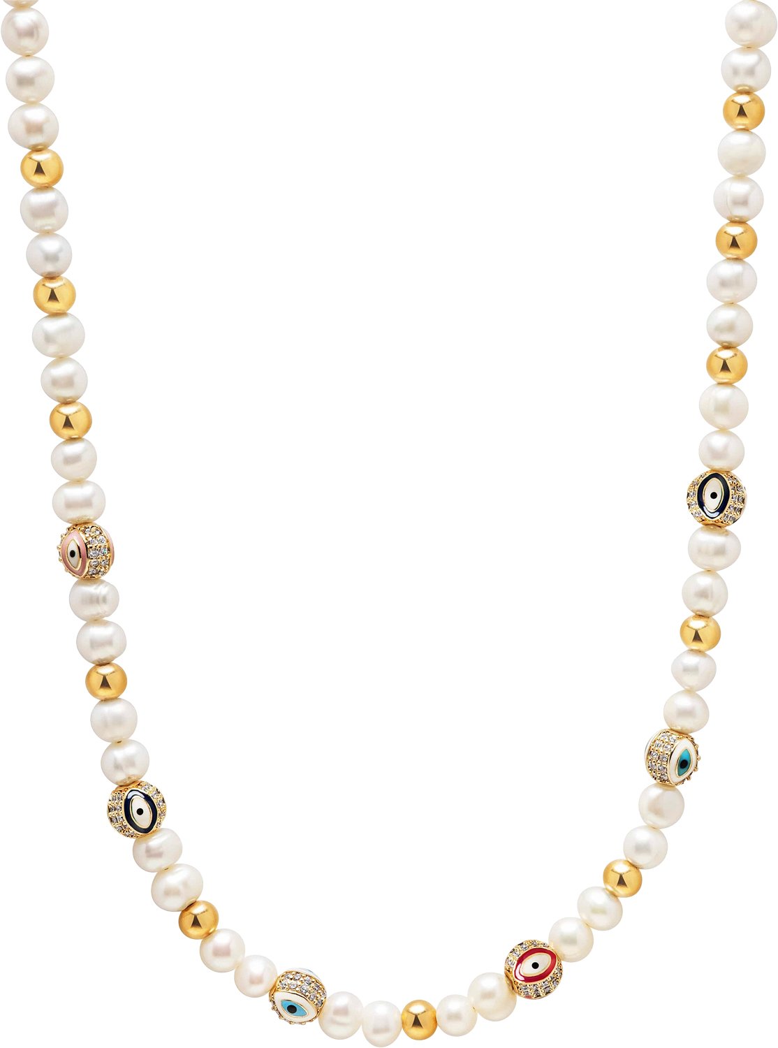 Men&# ; Evil Eye Pearl Choker