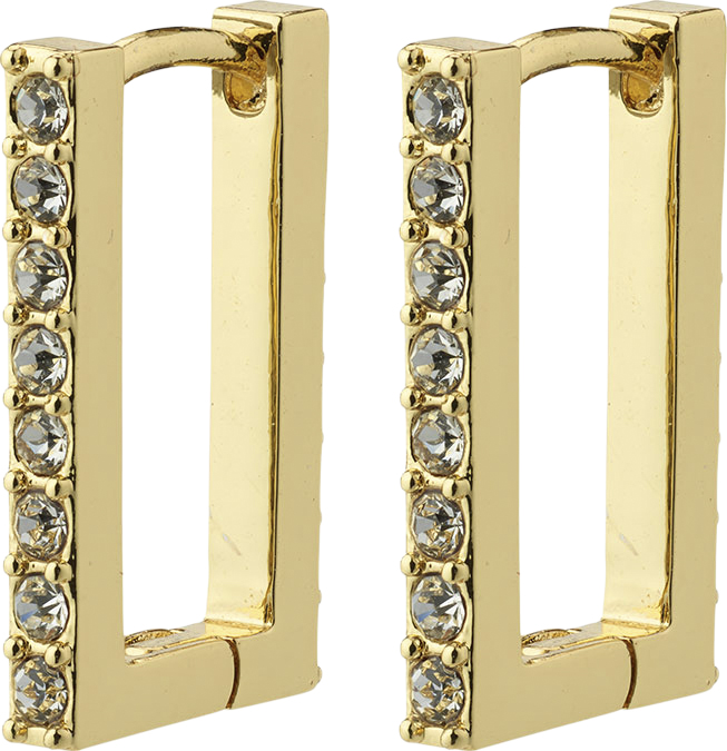 Coby Recycled Crystal Square Hoop Earrings Goldplated