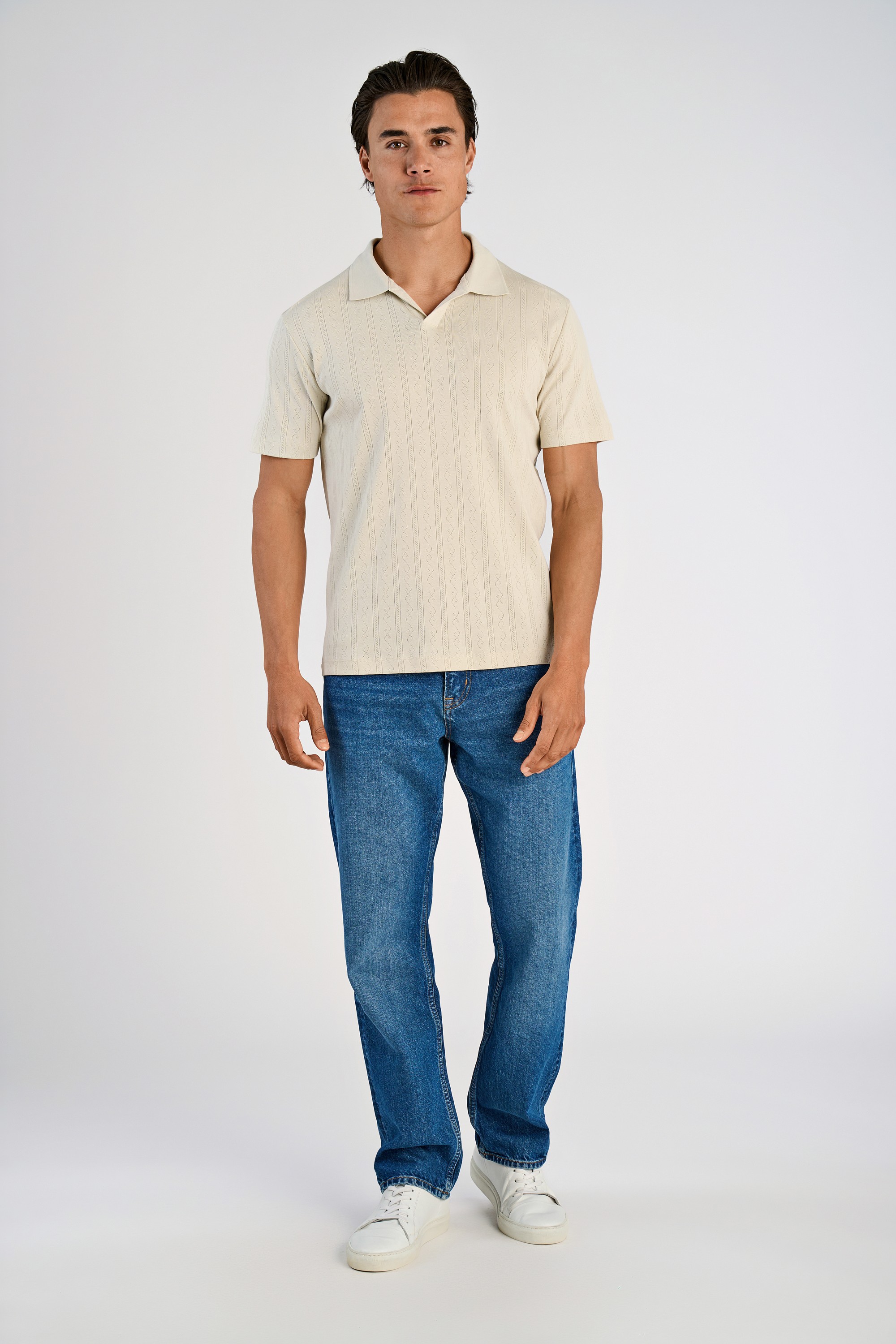 Jacquard Vneck Polo S/S