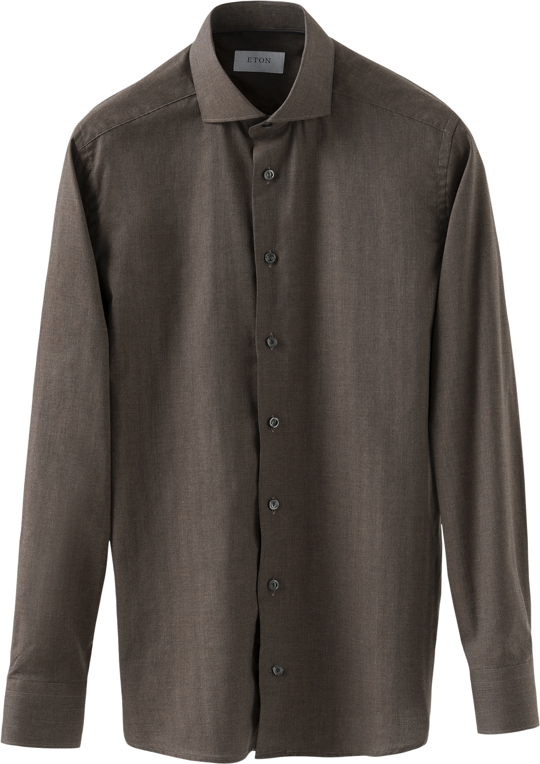 Contemporary Fit Dark Brown Herringbone Wrinkle Free Flannel Shirt