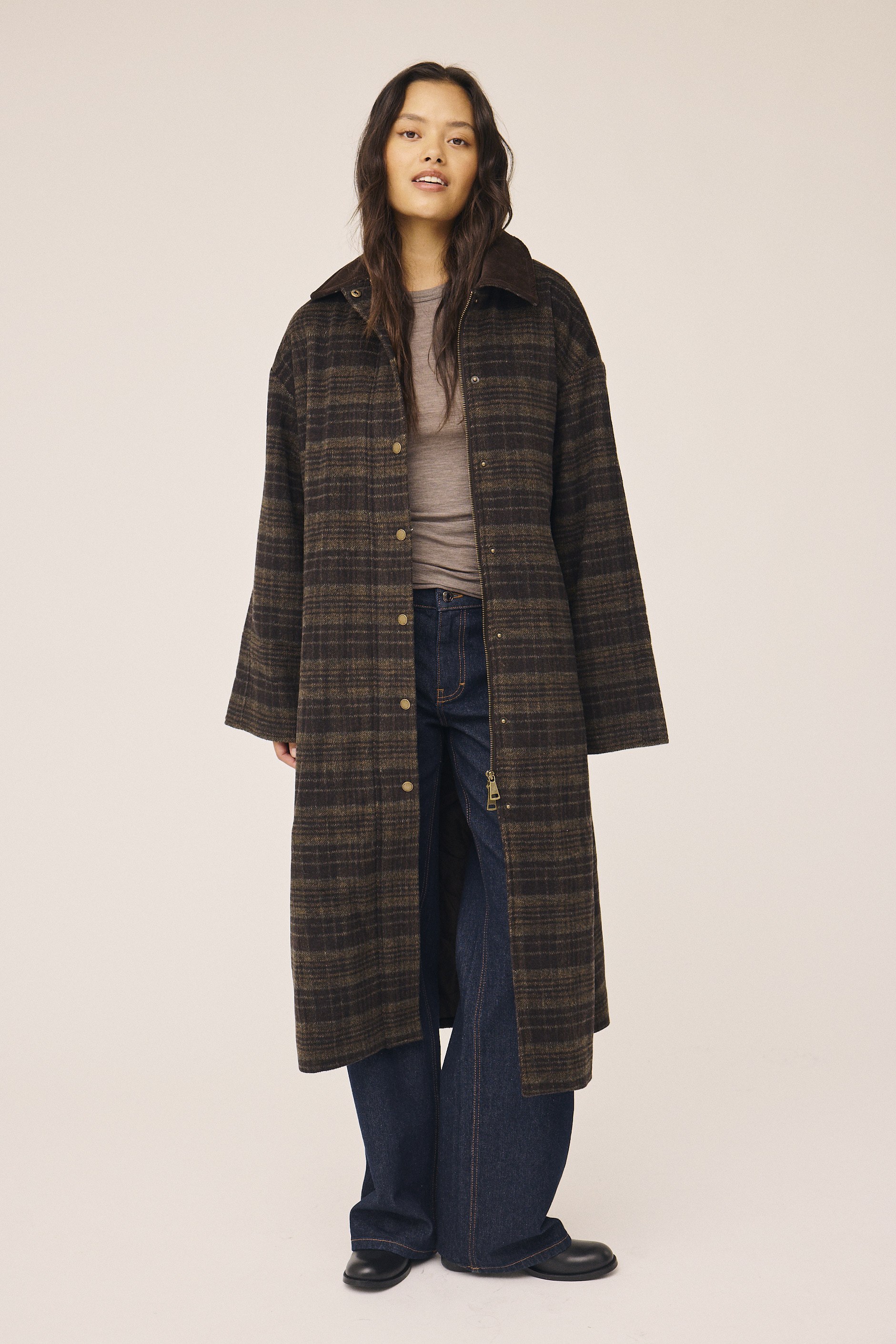 Emmy Wool 1 Coat With Corduroy Detail GRS