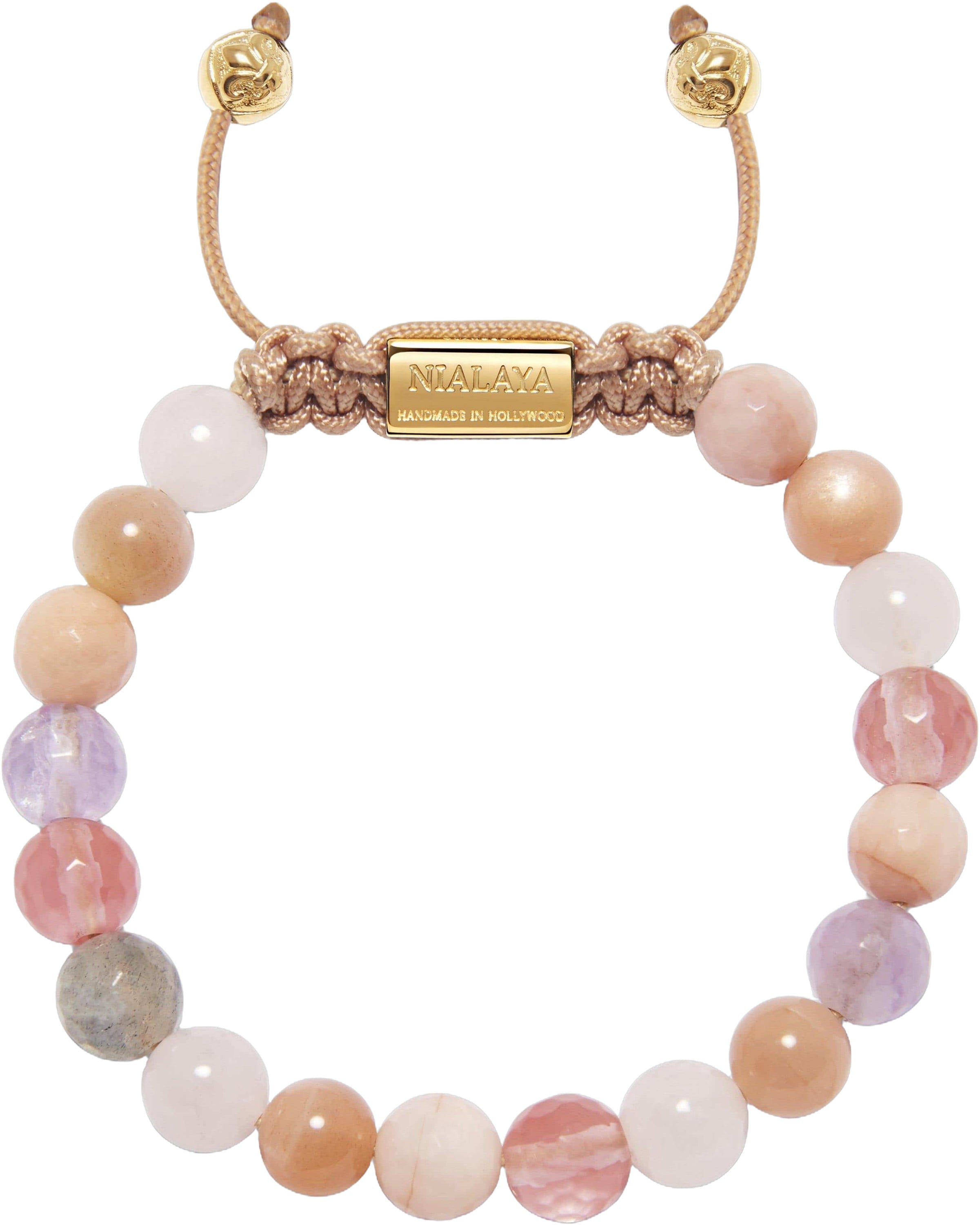 Women’s Beaded Bracelet With Cherry Quartz, Rose Quartz, Ame