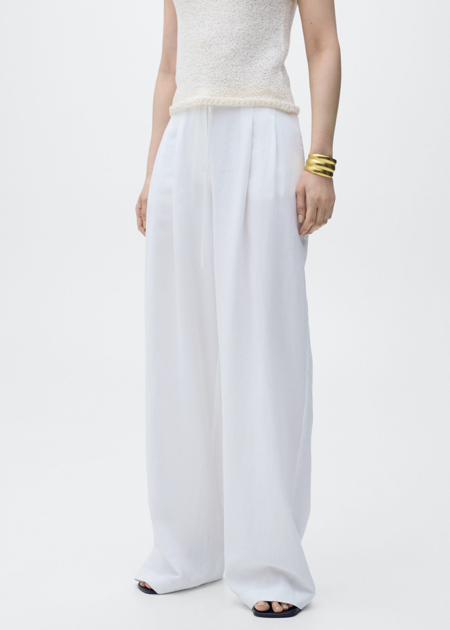 Lyocell Suit Trousers With bow Belt