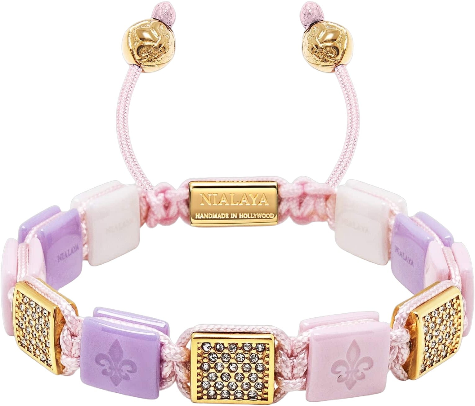 Women's White, Lavender & Soft Pink Ceramic Flatbead Bracele