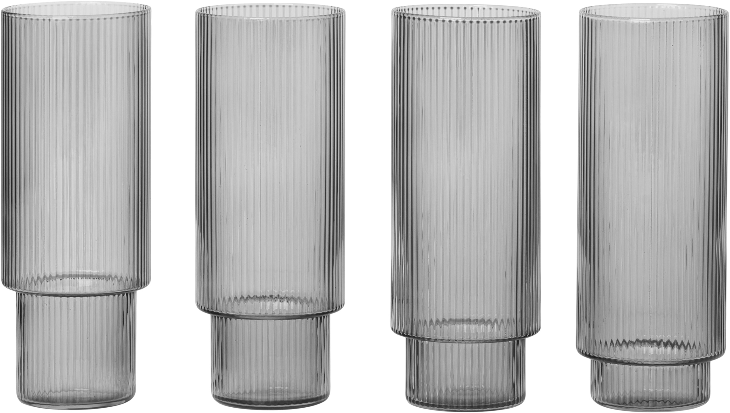 Ripple 4 stk. Long Drink Glass Smoked Grey