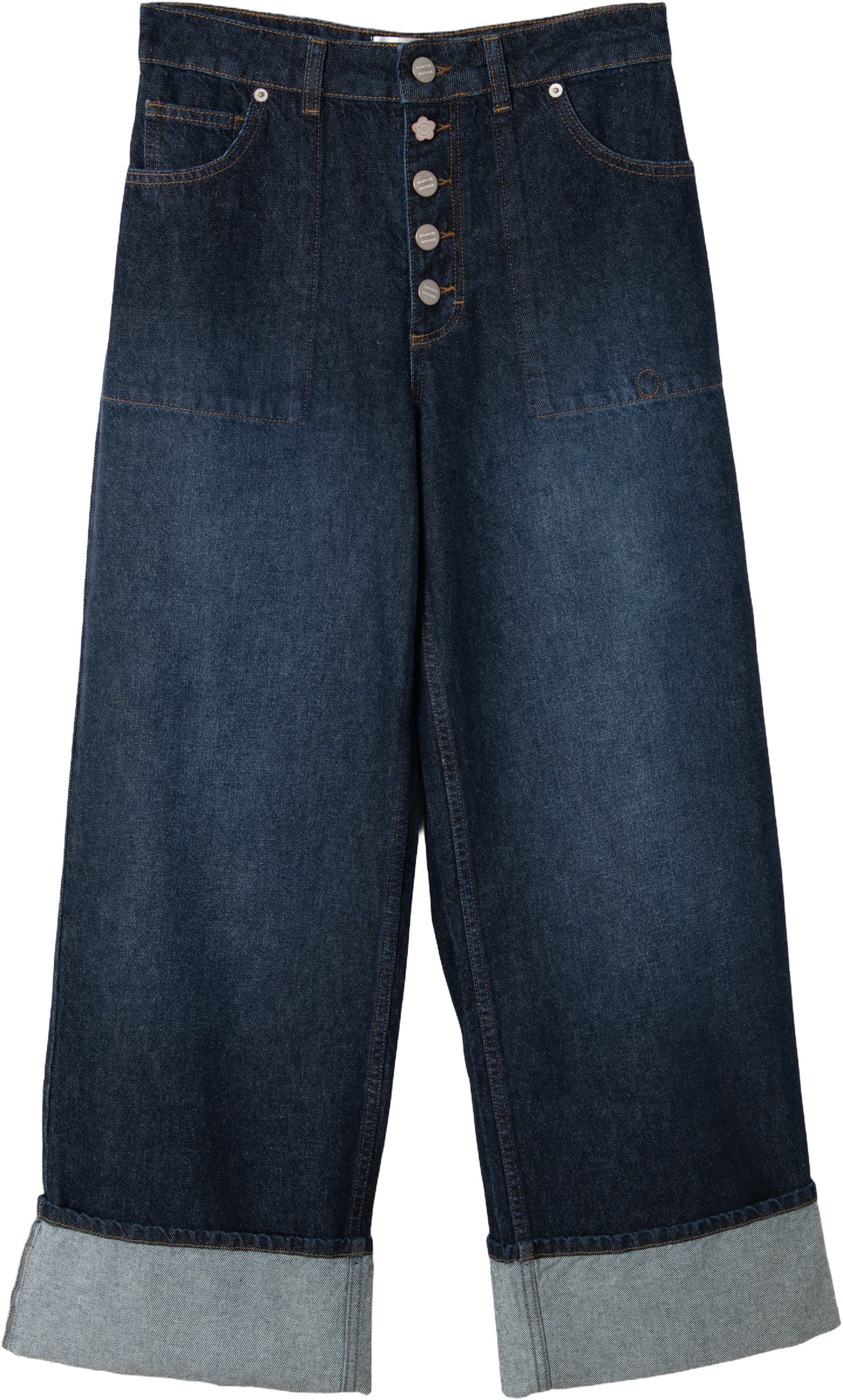 Gigi Baggy Wide Turnup Jeans - Rinse Slate Wash