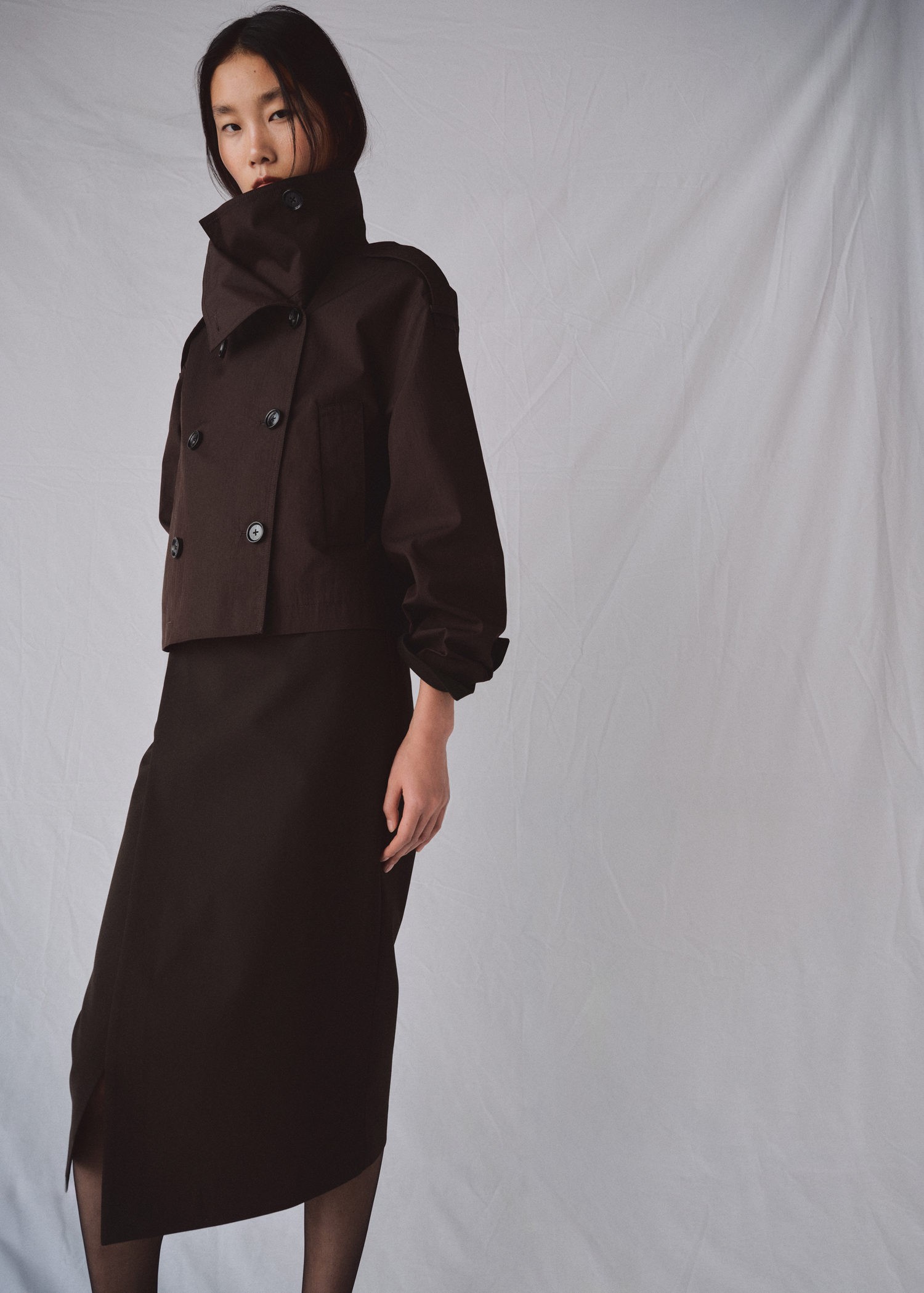 Doublebreasted Cropped Trench Coat