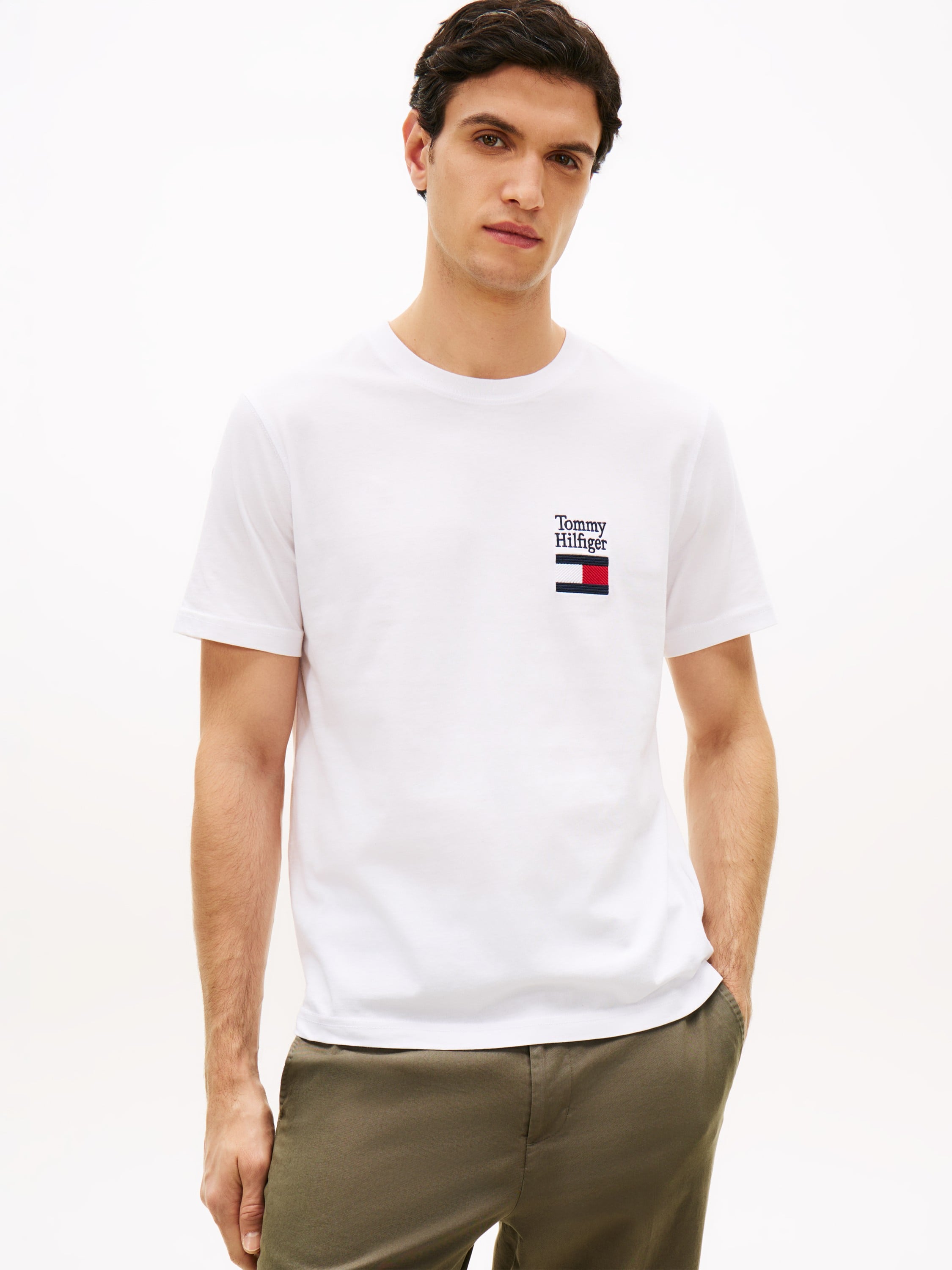 Logo Embroidery Jersey Crew Neck Tshirt