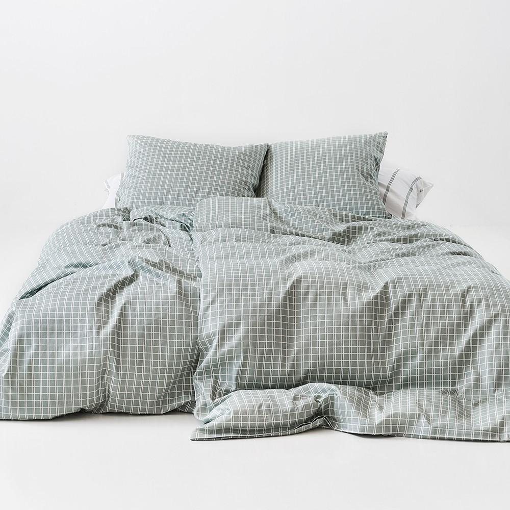 Ãkologisk Sengesæt Snooze Check Green Gots