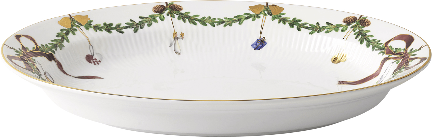 Stjerne Riflet Jul Fad Ovalt 34 cm