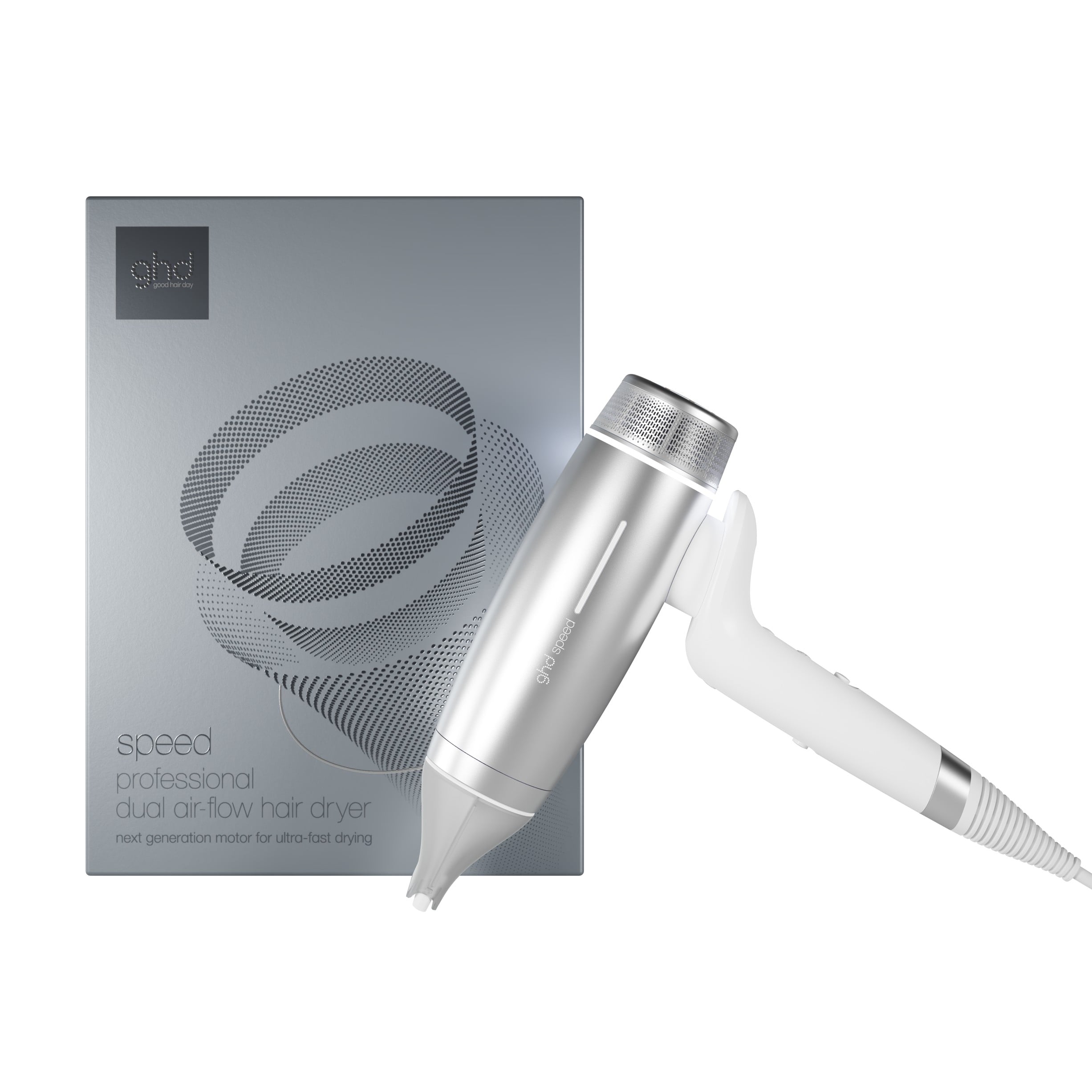 ghd Speed Hair Dryer Silver White
