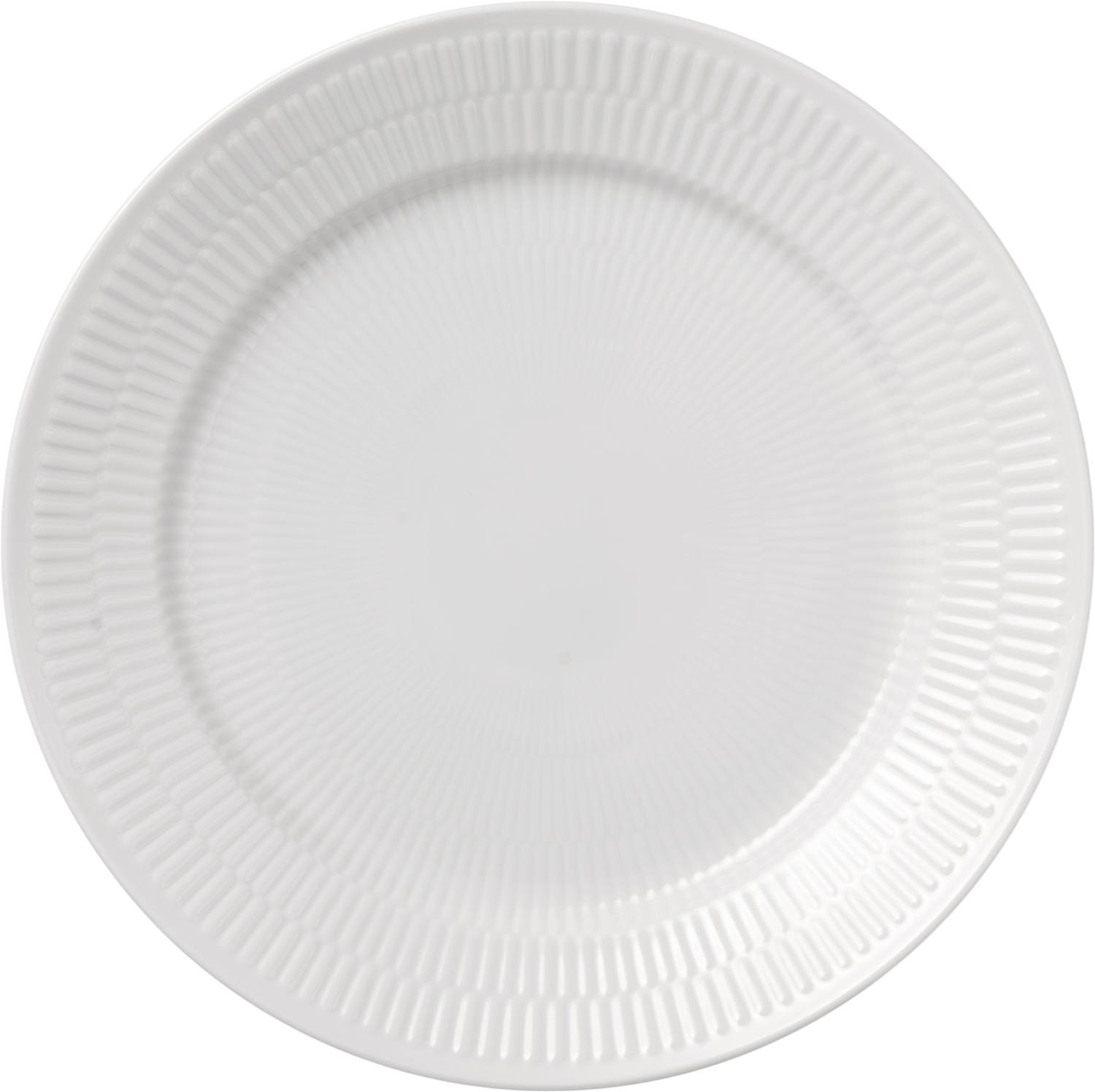 Hvid Riflet Tallerken, 25 cm