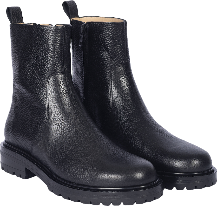 Chunky Læderstøvle med Lynlås