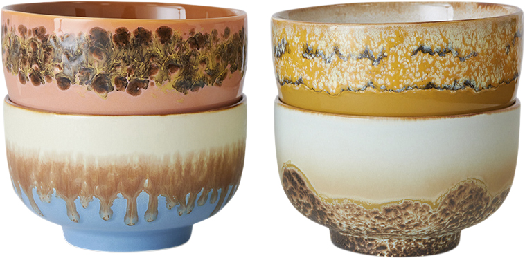 70s Ceramics Noodle Bowls Seabreeze set of 4