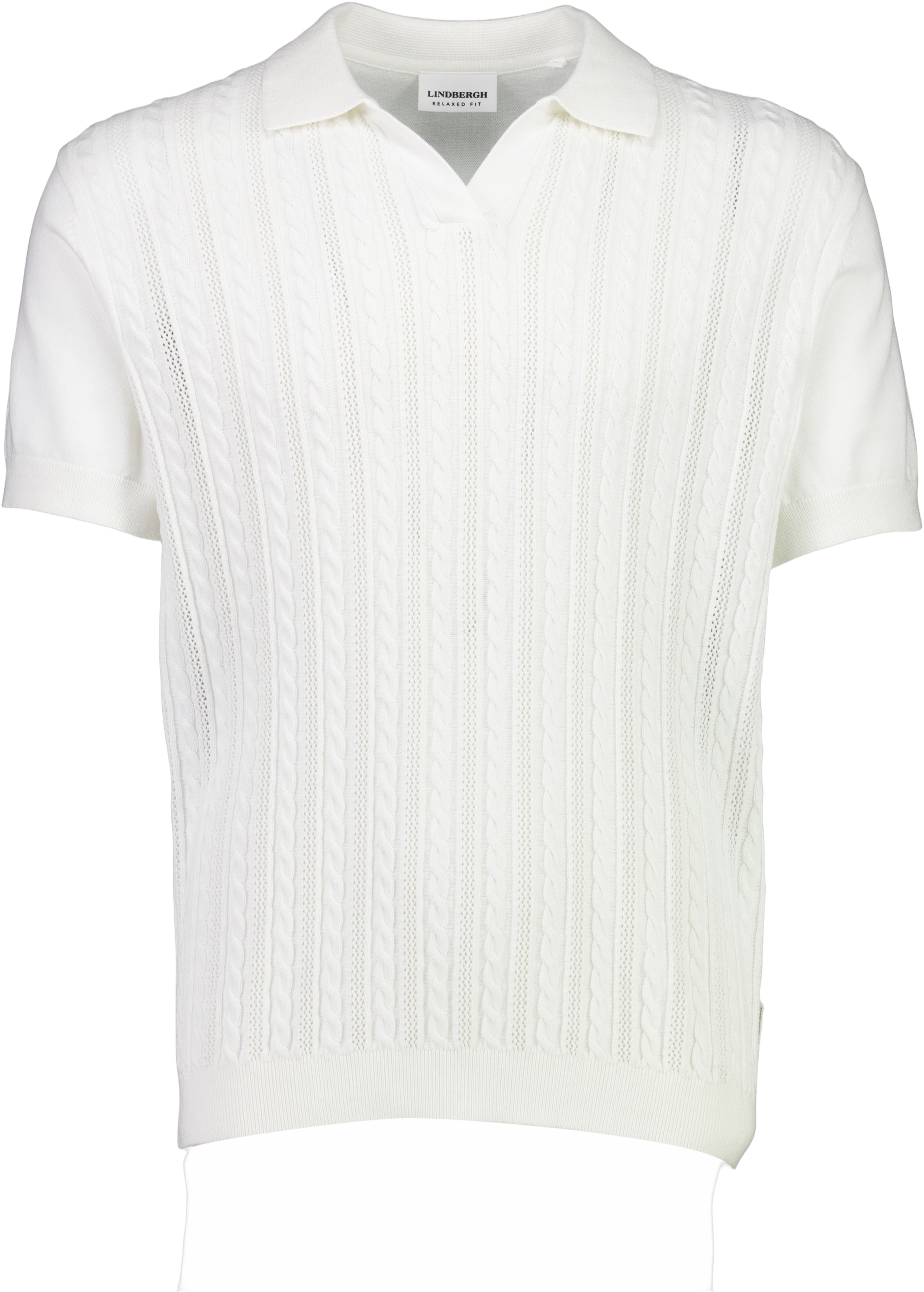 Knitted S/S Cable Vneck Polo