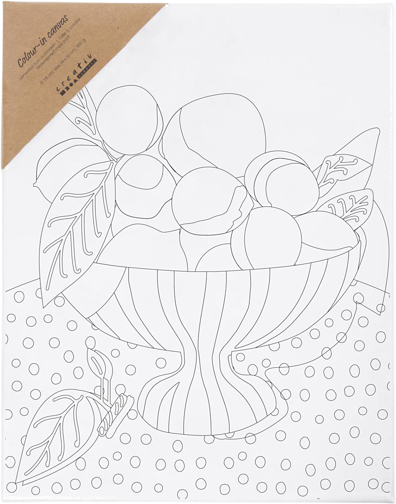 Malerlærred med Print, Frugtskål, str. 24x30 cm.