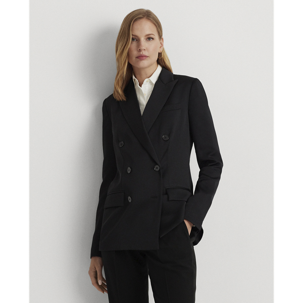 Doublebreasted Satintk! Crepe Blazer