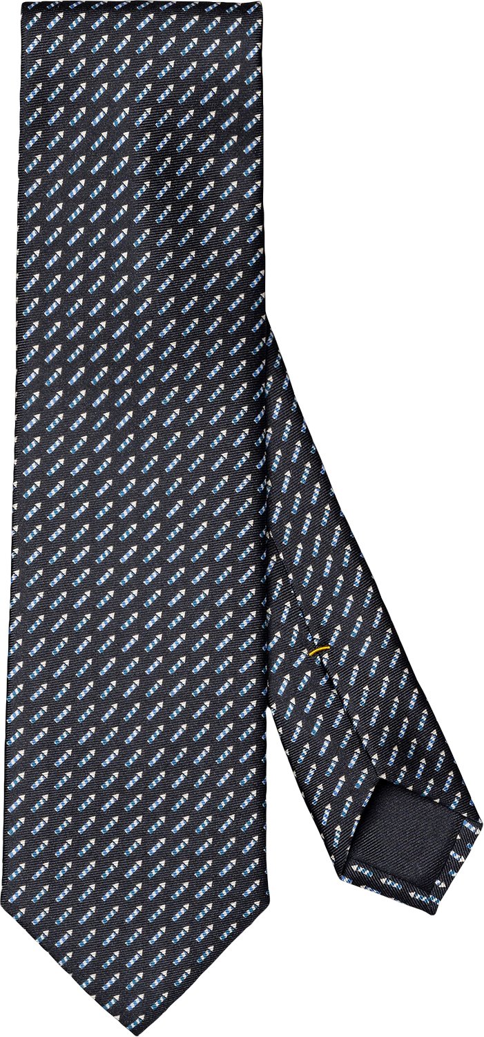 Dark Blue Geometric Woven Silk Tie