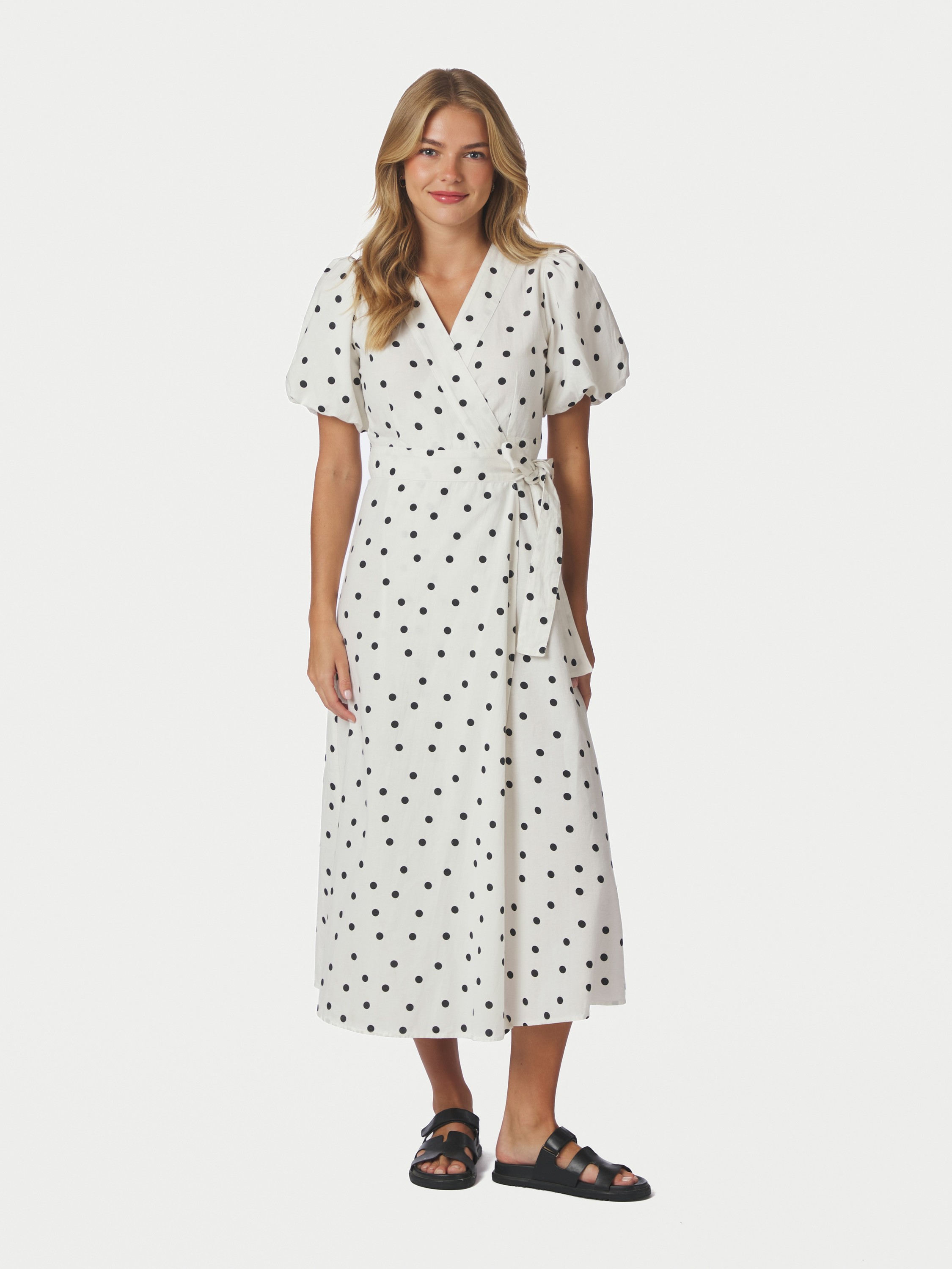 Clarine Linen Dot Dress