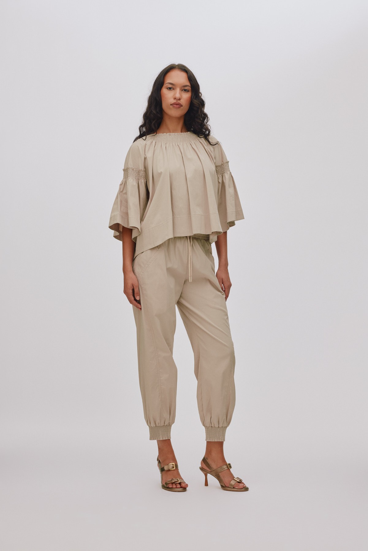 Papery Angle Seam Pants Domino