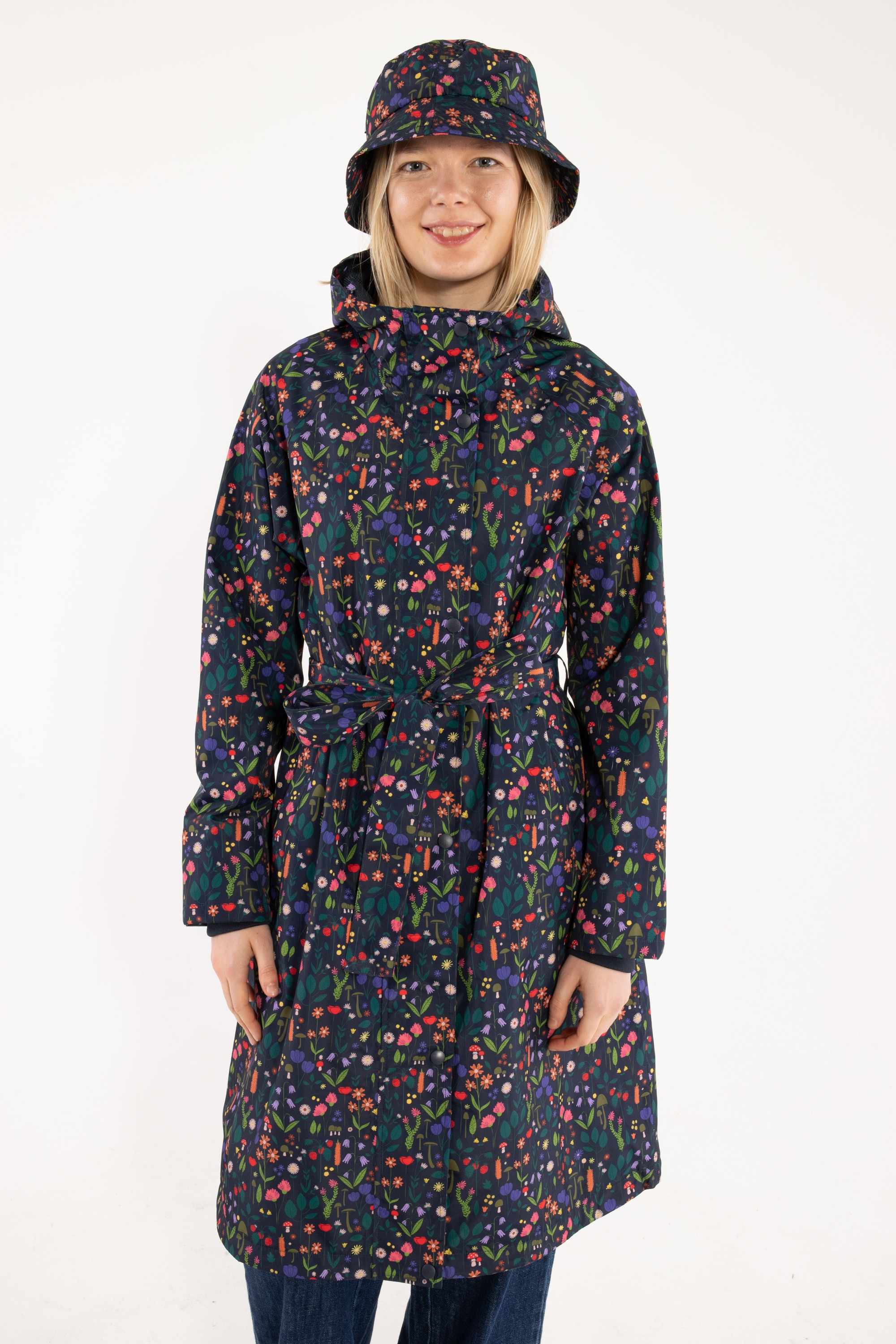 Danelisabeth Raincoat Dk Navy Botanical