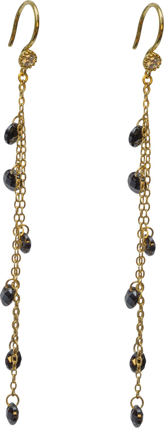 Anette Black Crystal Earrings Gold