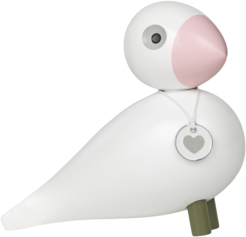 Billede af Sangfugl Love H15. 5 cm Hvid/rosa