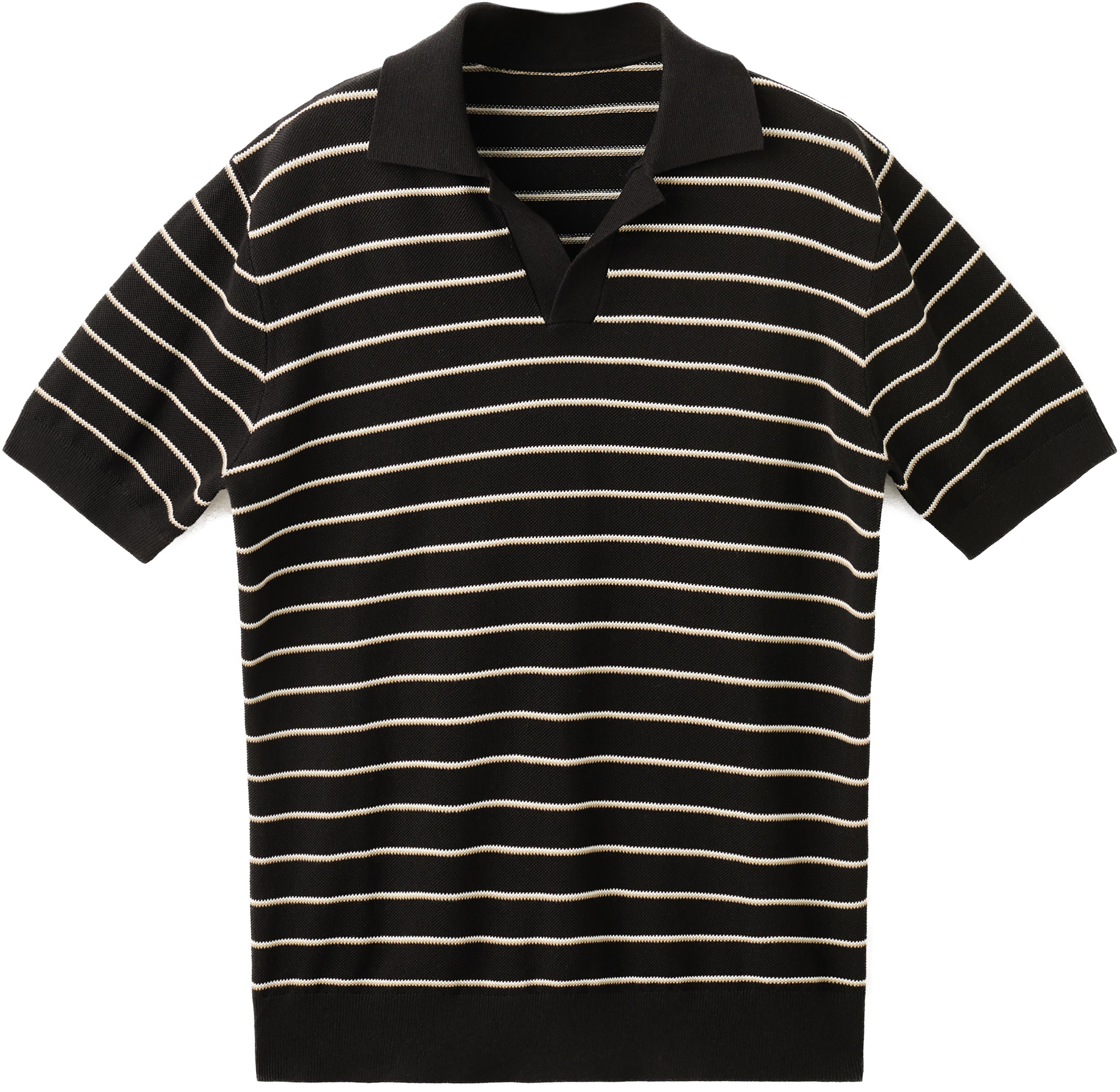 Striped Knit Cotton Polo Shirt