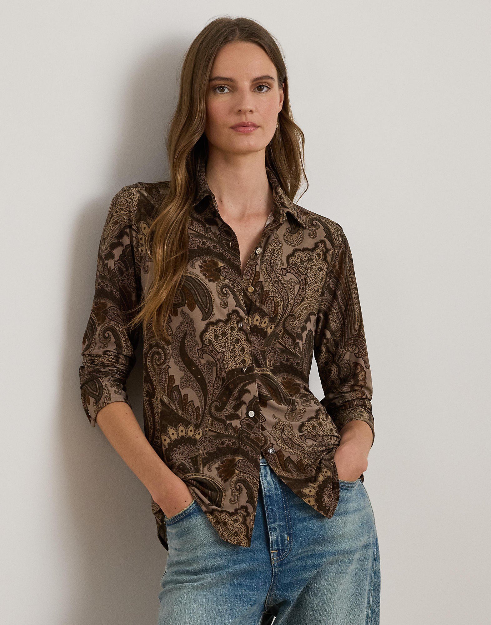 Slim Fit Paisley Jersey Shirt