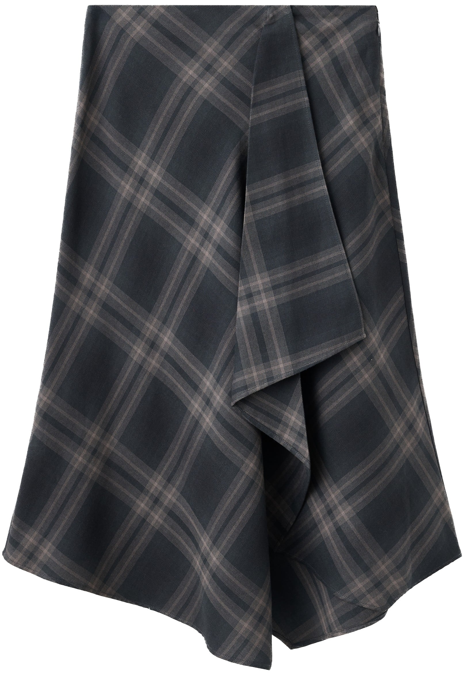 Checked Asymmetric Skirt