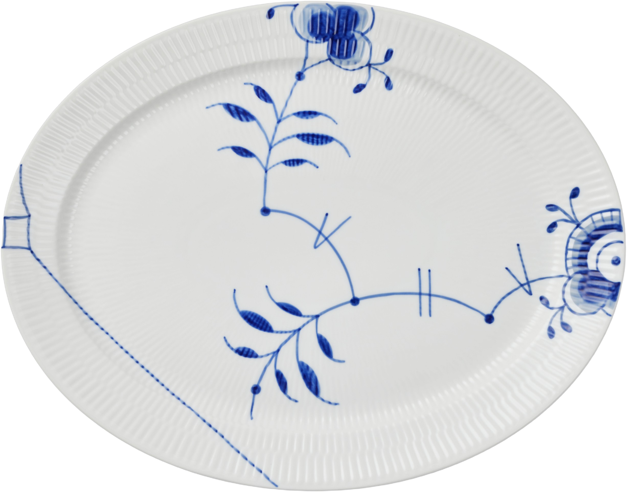 Blå Mega Riflet fad, 35 cm