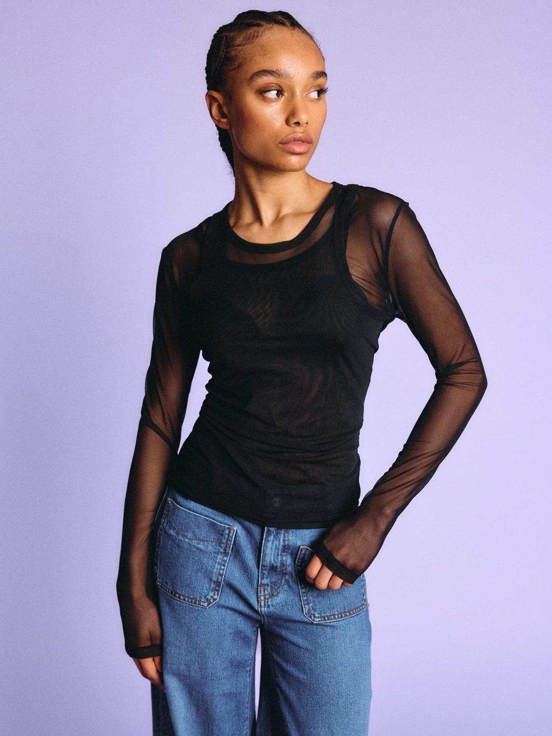 Nmjudith L/S Doublelayer Mesh TOP T
