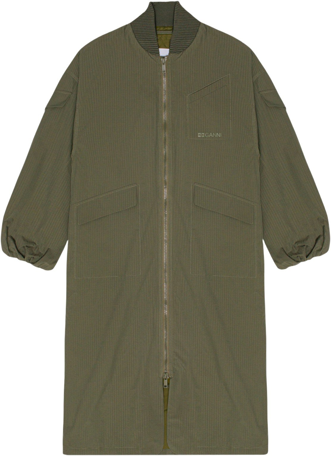 Tech Seersucker Oversized Shell Coa