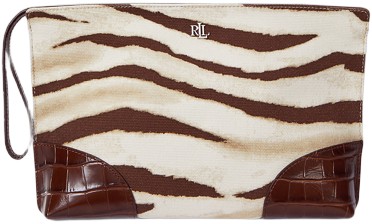 Zebraprint Canvas & Leather Large Pouch