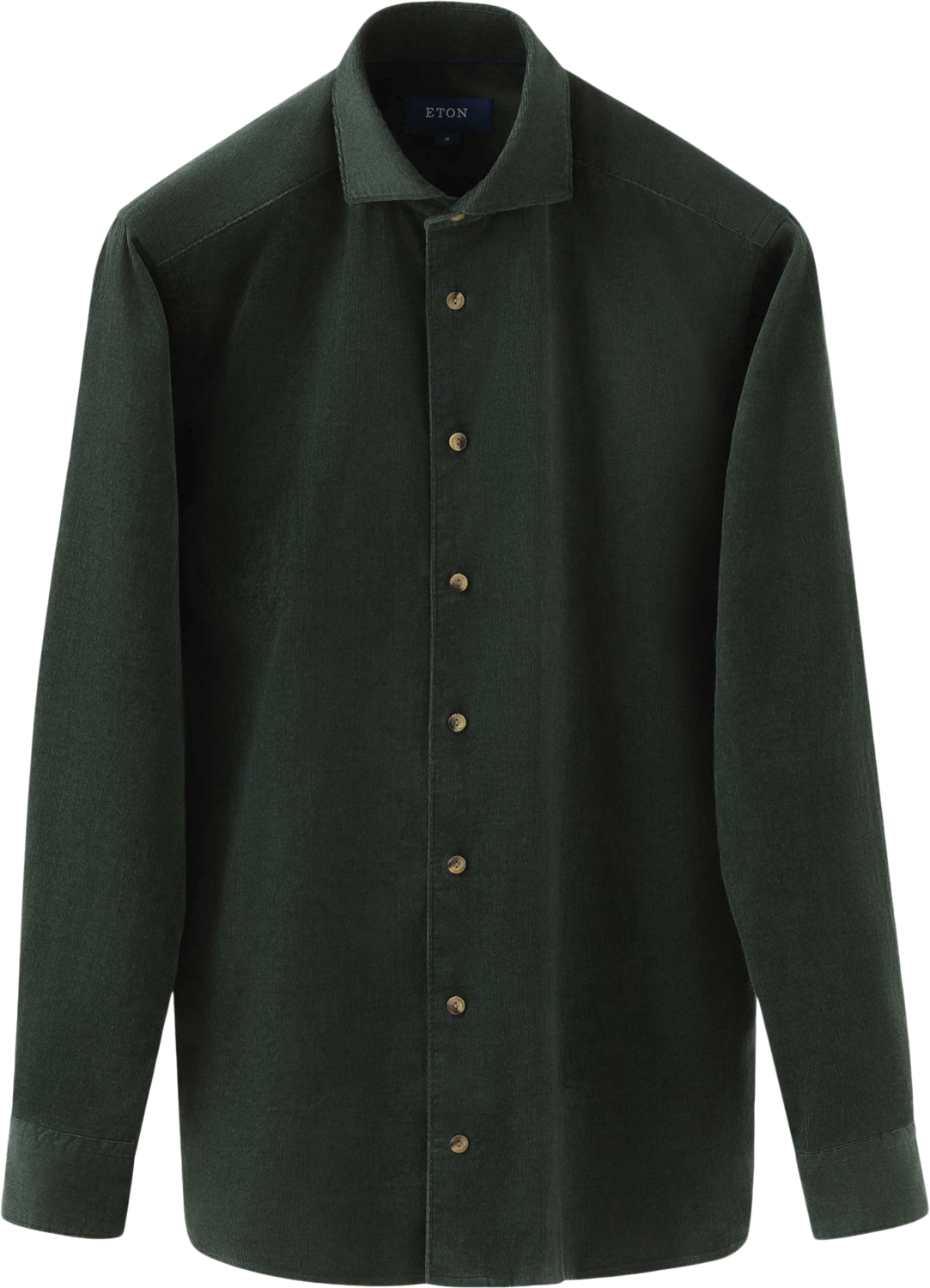 Slim Fit Dark Green Fine Whale Coruroy Shirt