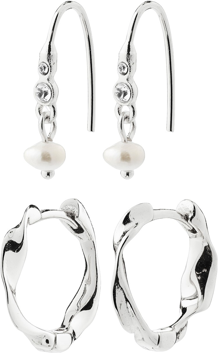 Morin Earrings 2in-1 set, Silver-plated
