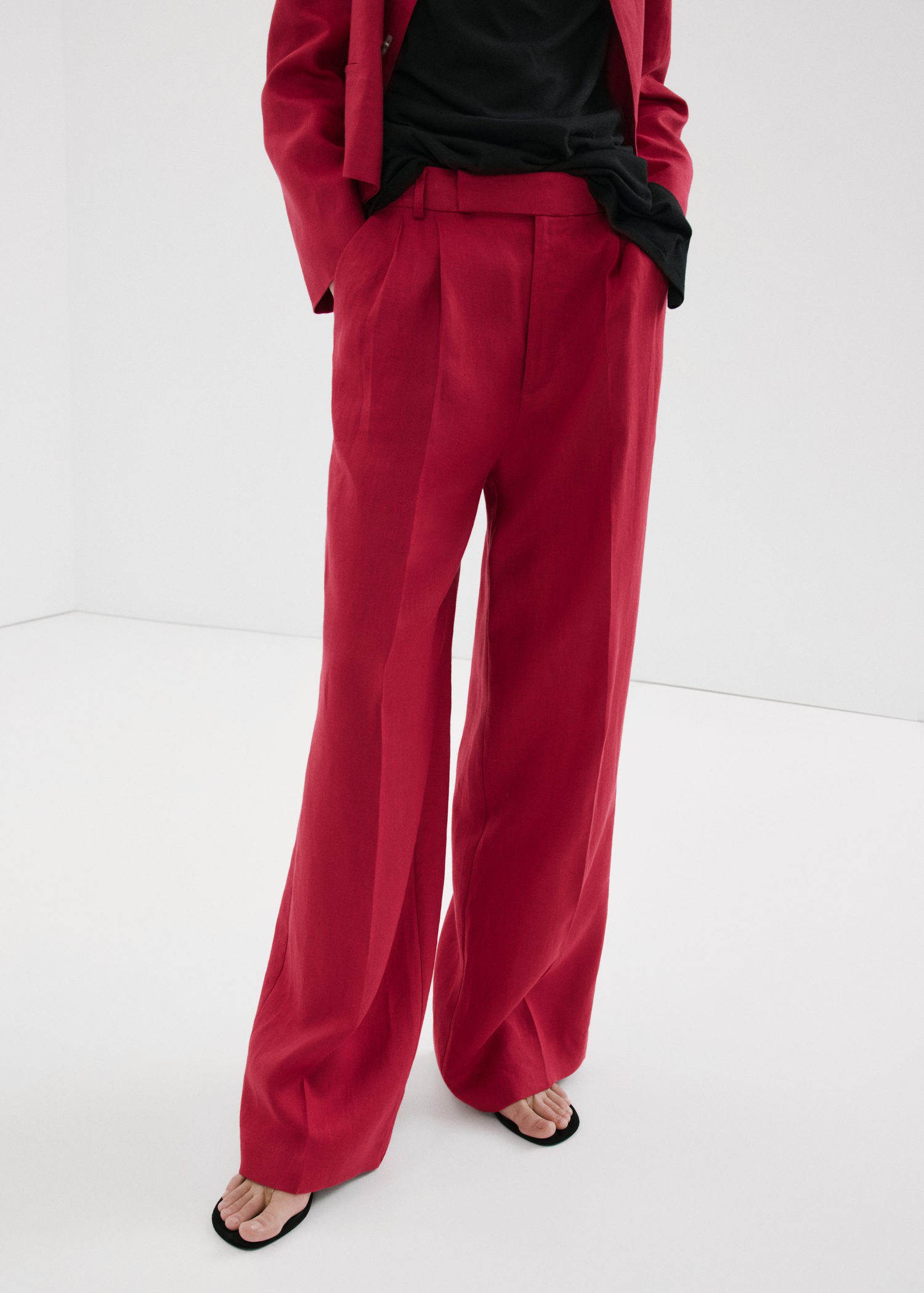 Straight Linenblend Trousers